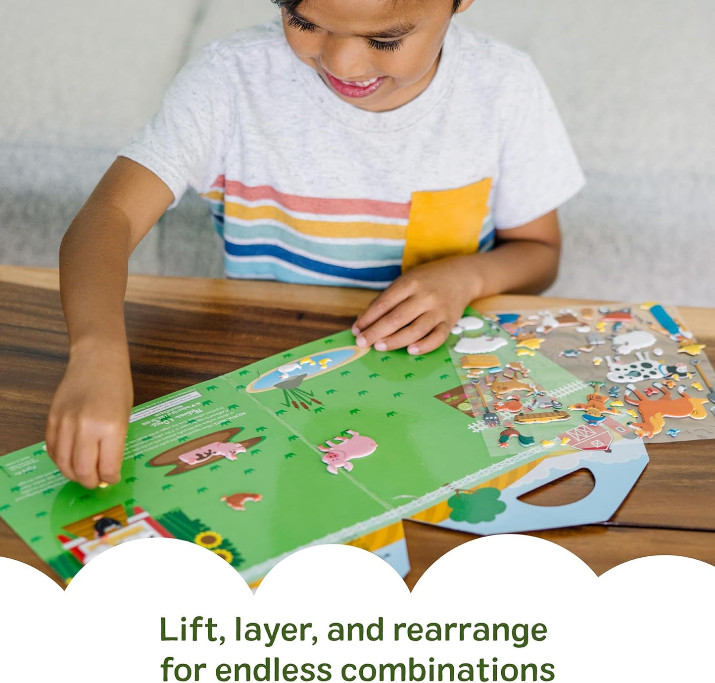 Melissa & Doug Puffy Sticker Play Set – On The Farm, 52 Reusable Stickers with 2 Fold-Out Scenes, Restickable Animal Arts and Crafts Activity Book for Kids Ages 4+ - FSC Certified