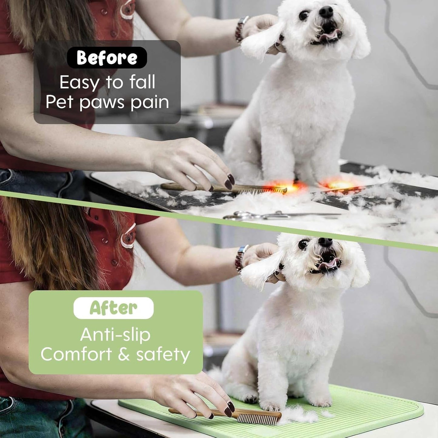 Dog Grooming Table Mat Pad Non Slip，Silicone Durable Premium Non-Slip Dog Bath Mat，Slip Mat - Bathing Mat for Pets，22.45inchX15.75inch (Green)