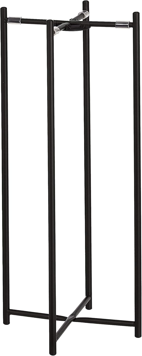 Amazon Basics Two-Tier Indoor Outdoor Metal Round Plant Stand for Multiple Plants, Rustproof Flower Holder with Plant Shelf, Black