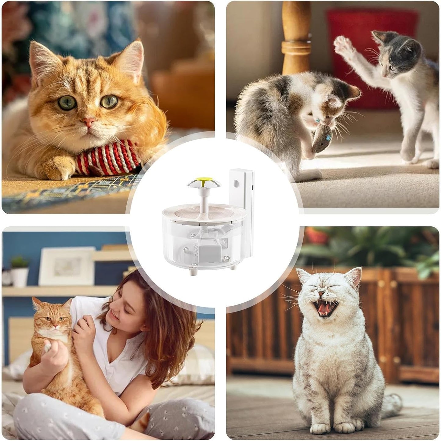 Wireless Cat Water Fountain - 53oz 1.5l Feeder for Indoor Pets | Quiet Large Capacity with Motion Sensor Providing Fresh Flowing Water for Cats Dogs Puppies Keeping Hydration Healthy and Convenient