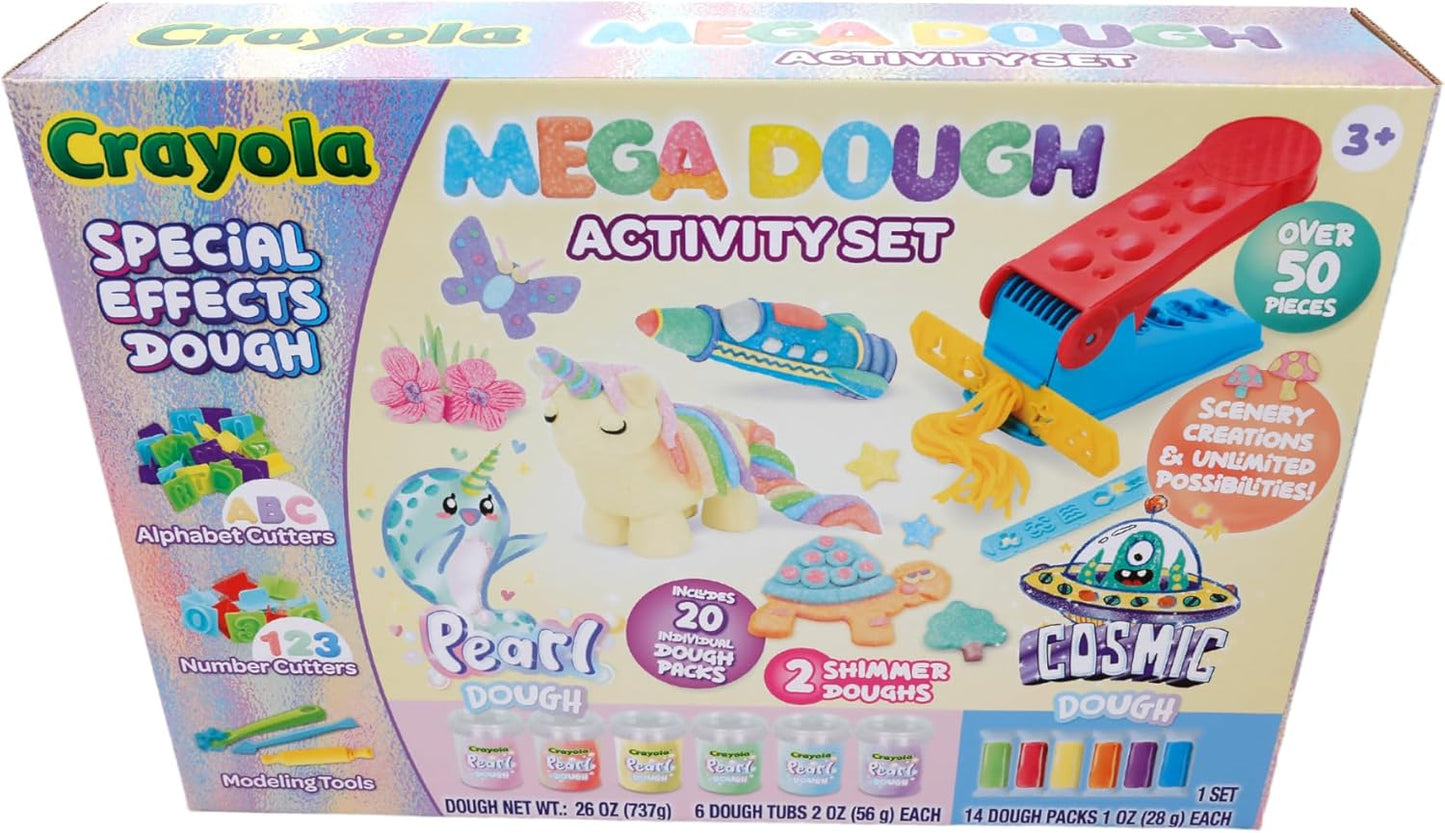 Crayola Silly Scents Mega Dough Activity Kit - Fidget Toys & Sensory Toys for Kids - 50+ Pieces Including Scented Dough, Alphabet & Number Cutters - Ideal Creative Play