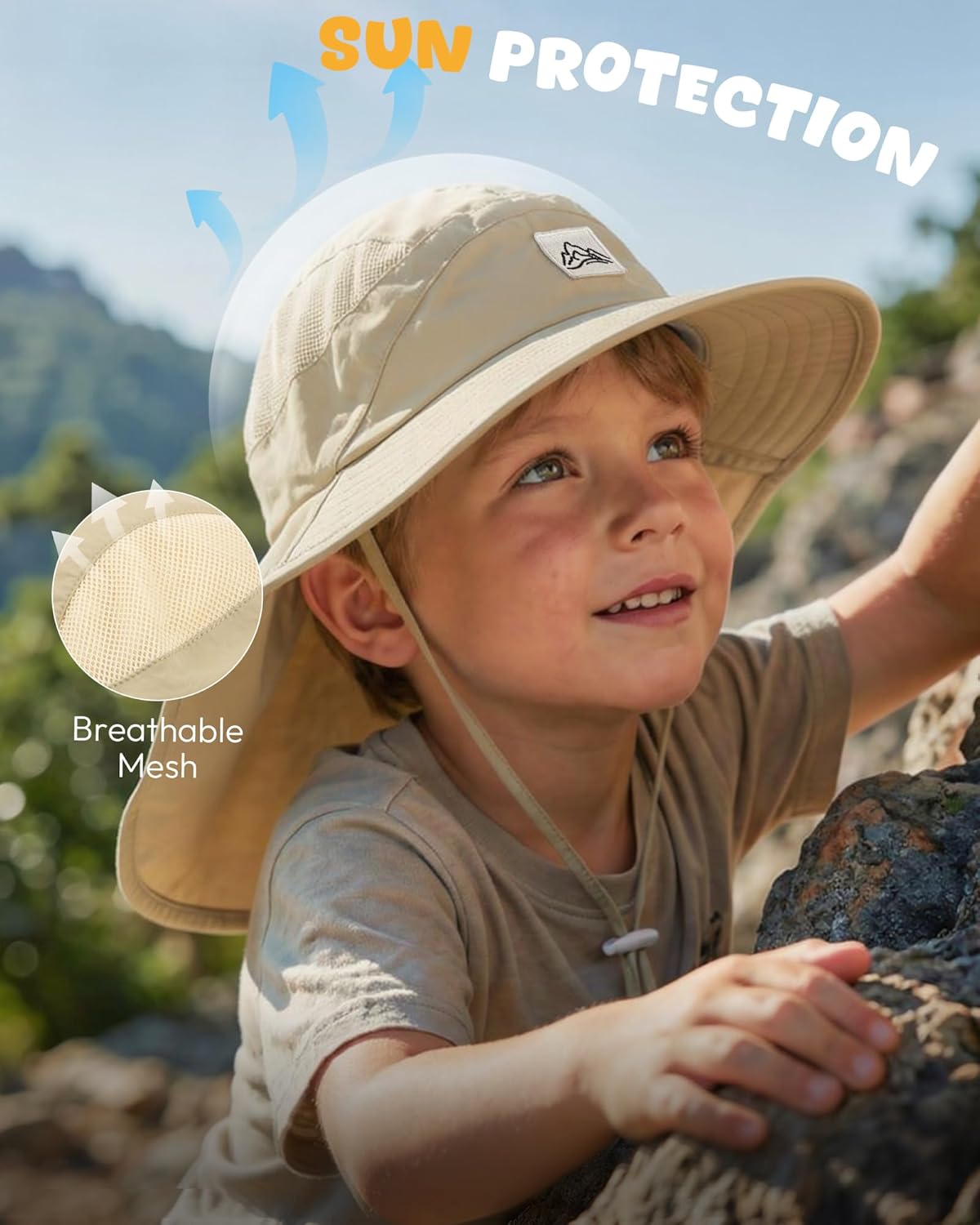 Toddler Baby Sun Hat Kids Sun Protection Summer Outdoor Sun Hats for Boys Girls Beach Fishing Hat Age 0-8 Years