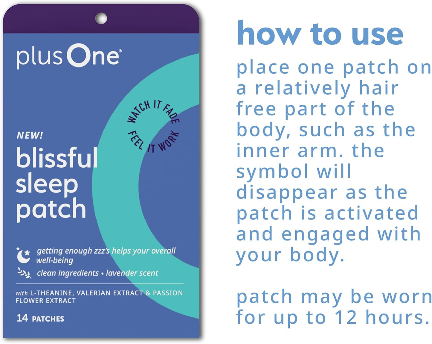 plusOne Blissful Sleep Patches – Magnesium and L-Theanine Patches to Promote Relaxation & Restful Sleep – Herbal, Vitamin-Infused Formula – Easy Peel & Stick – 14 Count