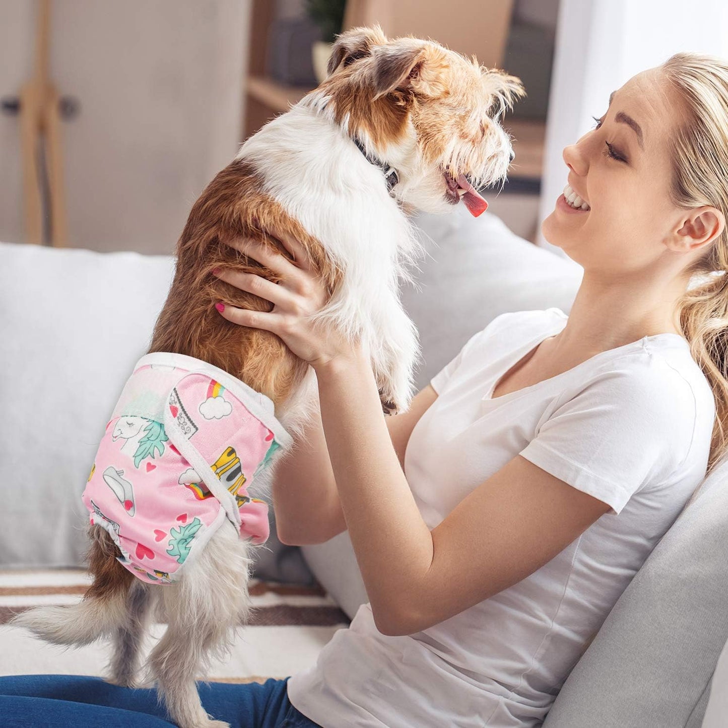 Pet Soft Female Dog Diapers, 3 Pack Washable Dog Diapers Female for Dogs in Heat Reusable Dogs Period Panties, Puppy Diapers (Animals, XS)
