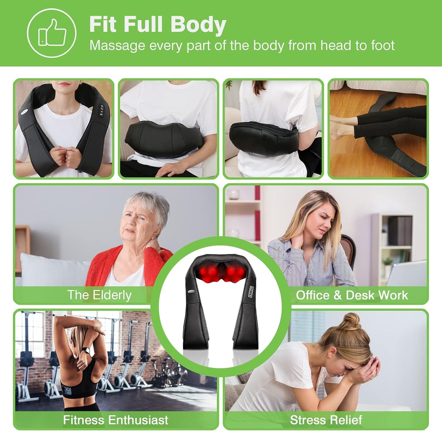 Neck Massager, Shiatsu Shoulder and Back Neck Massager with Heat, Neck Massager Pillow for Neck for Body Muscle Pain Relief, Neck Massager Gifts for Mom Dad Women Men, Home, Office Car Use