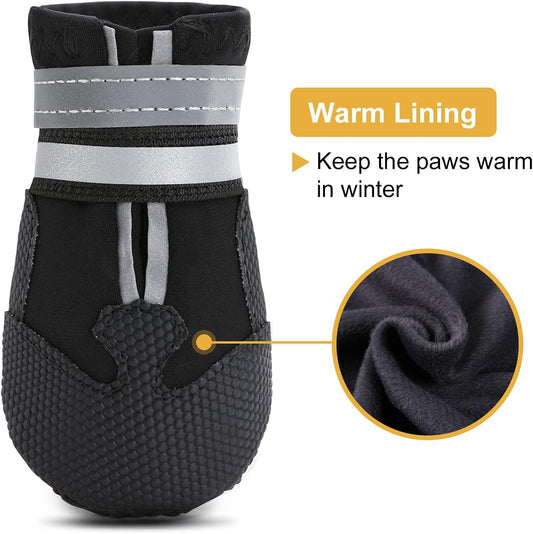 Dimicoo Water-Resistant Dog Boots for Medium Large Dogs,Non-Slip Dog Shoes for Winter Snow,Lightweight Paw Protector for Cold Pavement,Soft Dog Booties for Outdoor Walking Indoor Hardfloors