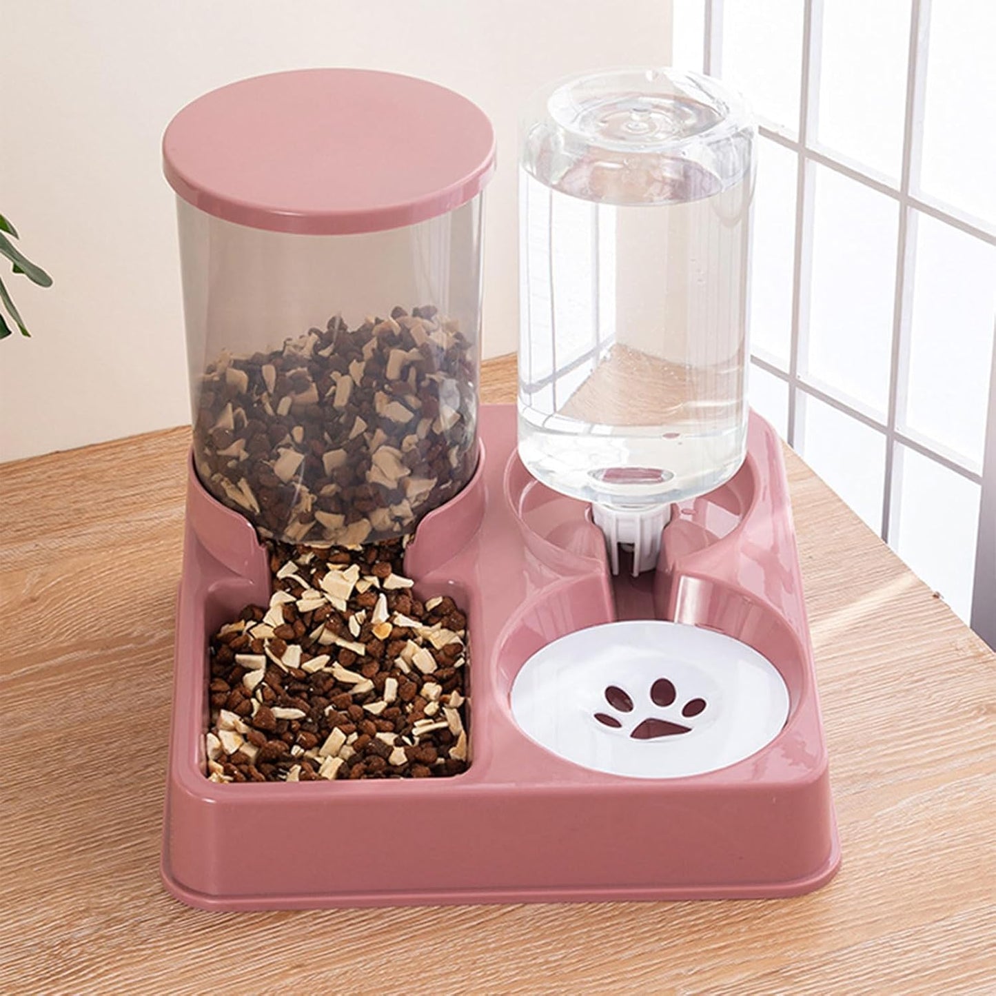 2 in 1 Pet Drinking Fountain Pet Water Dispenser Automatic Water Source for Small Pets Large Capacity Dog Feeder Dispenser
