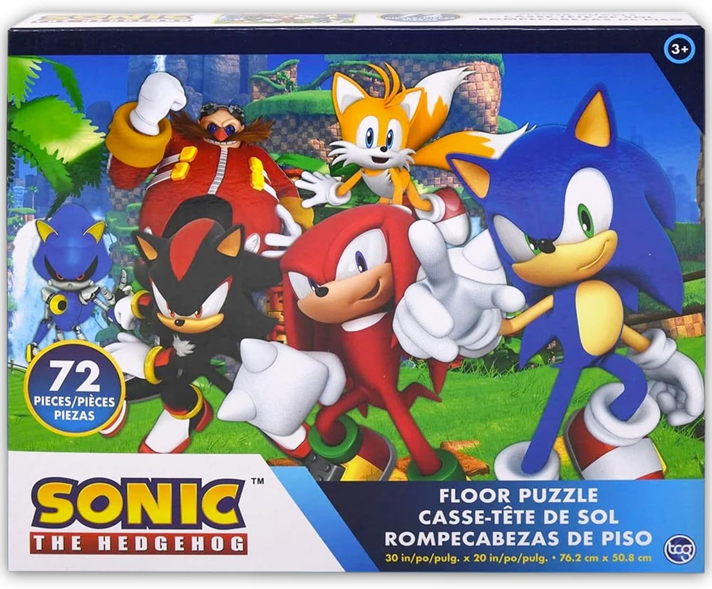 Sonic the Hedgehog Floor Puzzle for Kids Set - Bundle of 72 Piece Sonic Floor Puzzle, Stickers, Tattoos, More | Sonic Jigsaw Puzzles for Kids Ages 5+