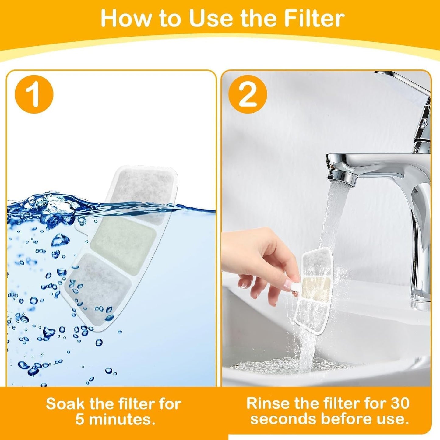 16+16 Pack Replacement Filters for Oneisall PW04 3.5L Wireless Cat Water Fountain, Includes 16 Filters & 16 Sponges