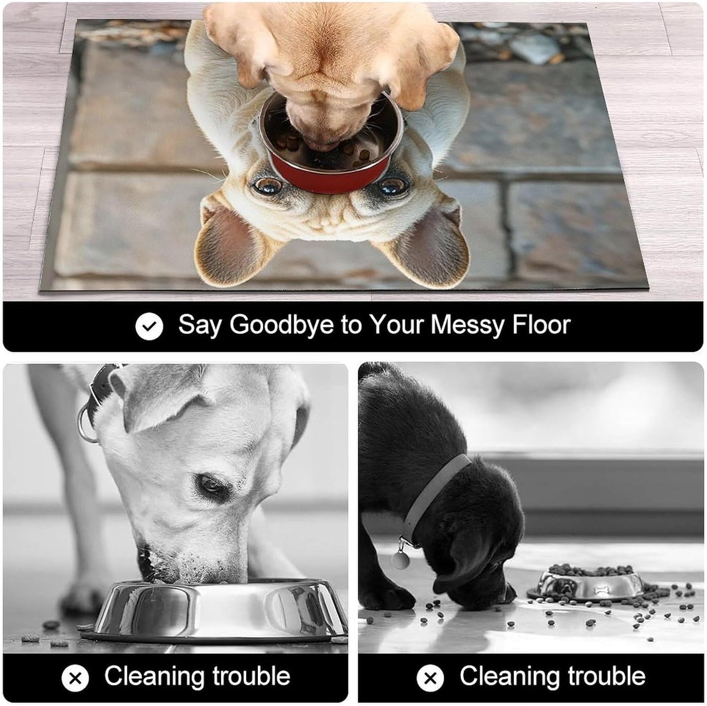 Dog Food Mat Pet Leather Tablecloth French Bulldog Pet Feeding Mat Anti-Slip Dog Bowl Mats Absorbent Pet Placemats for Dogs Protect Floor Dogs Pad for Food and Water