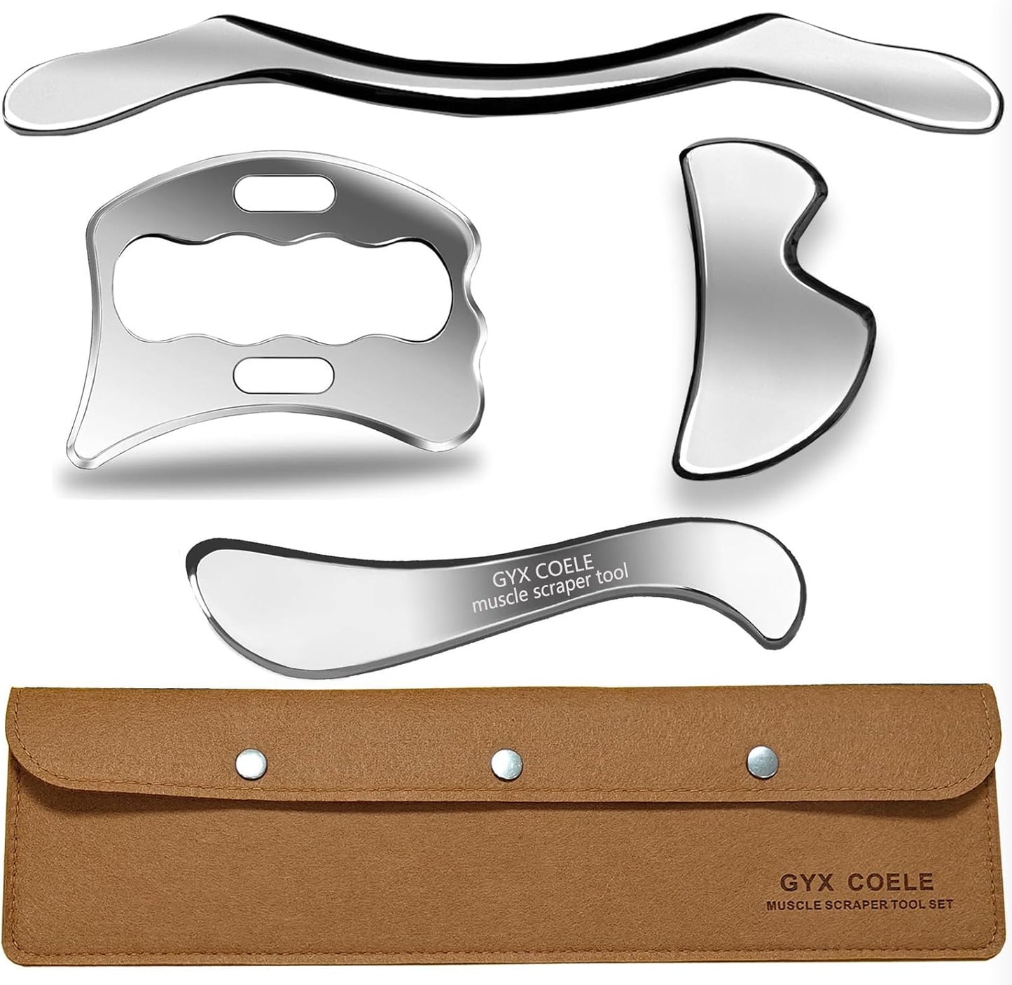 4 in 1 Muscle Scraper Tool Set, IASTM Physical Therapy Massage Tools with Storage Case, Gua Sha Massage Scraper Scraping Tool Physical Therapy (4PCS Set)