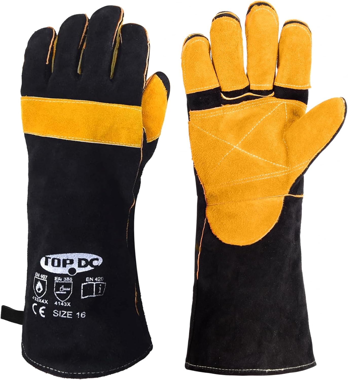 TOPDC Animal Handling Gloves, 16-Inch Bite Resistant & Scratch Proof Arm Sleeves for Dog Cat Grooming, Training, and Vet Visits (Black)