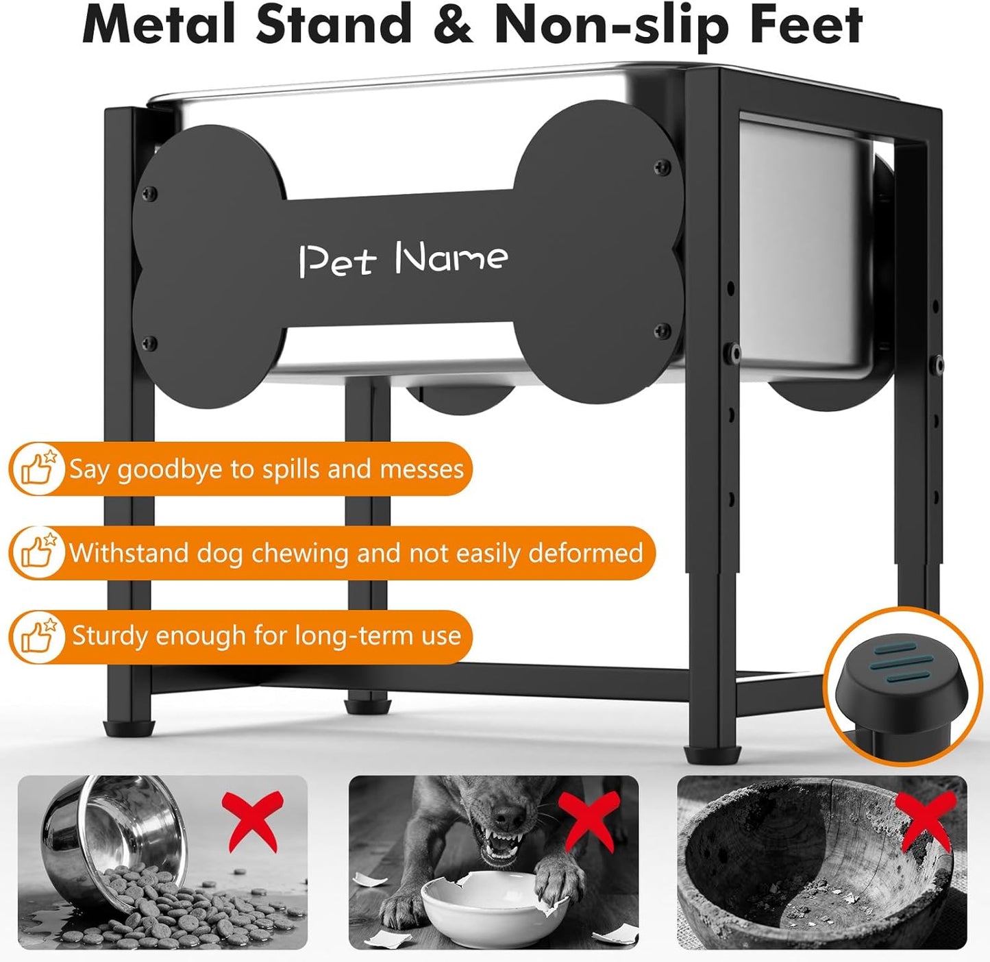 Elevated Dog Bowl, 2.4 Gallon Adjustable Stainless Steel Water Bowl for Large Breed, Dog Water Feeder, Pet Feeder with Full Metal Stand for Relief Joint Pressure, Easy Clean, Indoor Outdoor Use