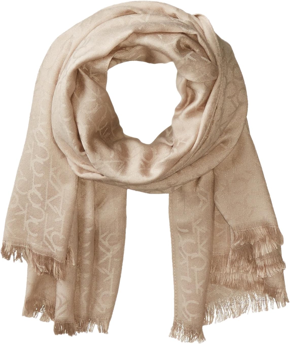 Calvin Klein Lightweight Pashmina Scarf with Tonal Logo Pattern