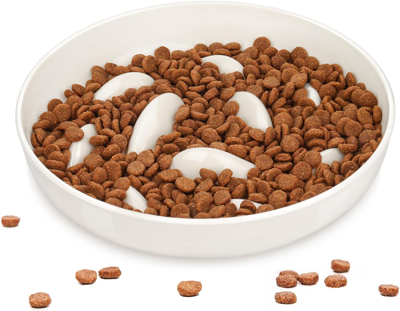 Cat Slow Feeder Bowl, Cat Food Bowl with Fish Pool Design, Healthy Eating Diet Pet Bowl, Interactive Puzzle Feeder Dish for Cats, Non-Slip Anti Gulping Cat Bowl for Dry and Wet Food