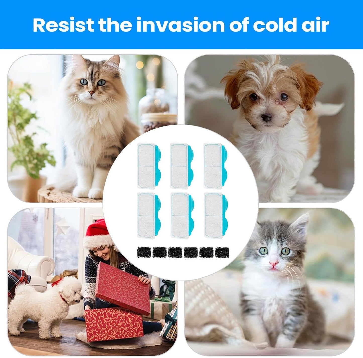 Cat Water Filter, Pet Fountain Replacement Filter, Sponge Filtration Set, Effective Multi-Layer Water Purifier for Indoor Cats Dogs Pet Drinking Fountain Daily Maintenance Home, Easy Installation
