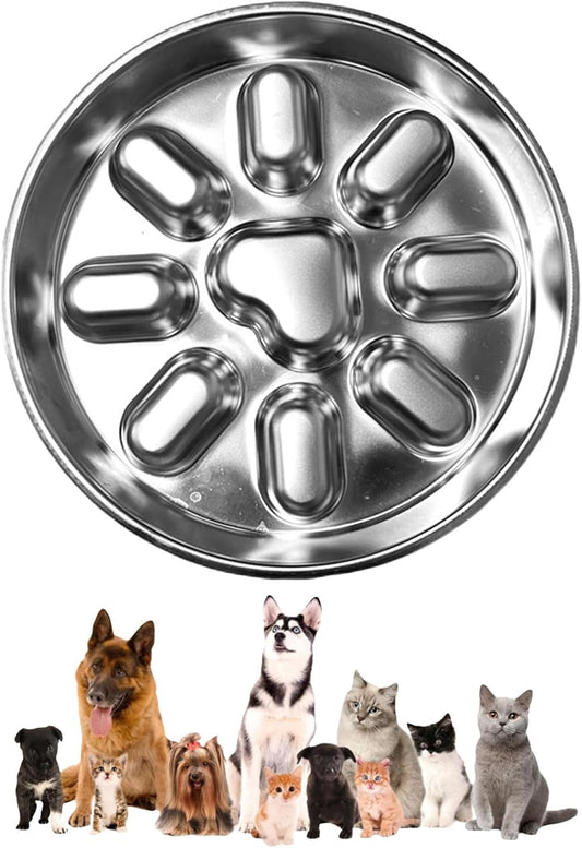 TiaoBug Stainless Steel Dog Slow Feeder for Fast Eaters Interactive Maze Bowl Prevents Bloat Round One Size