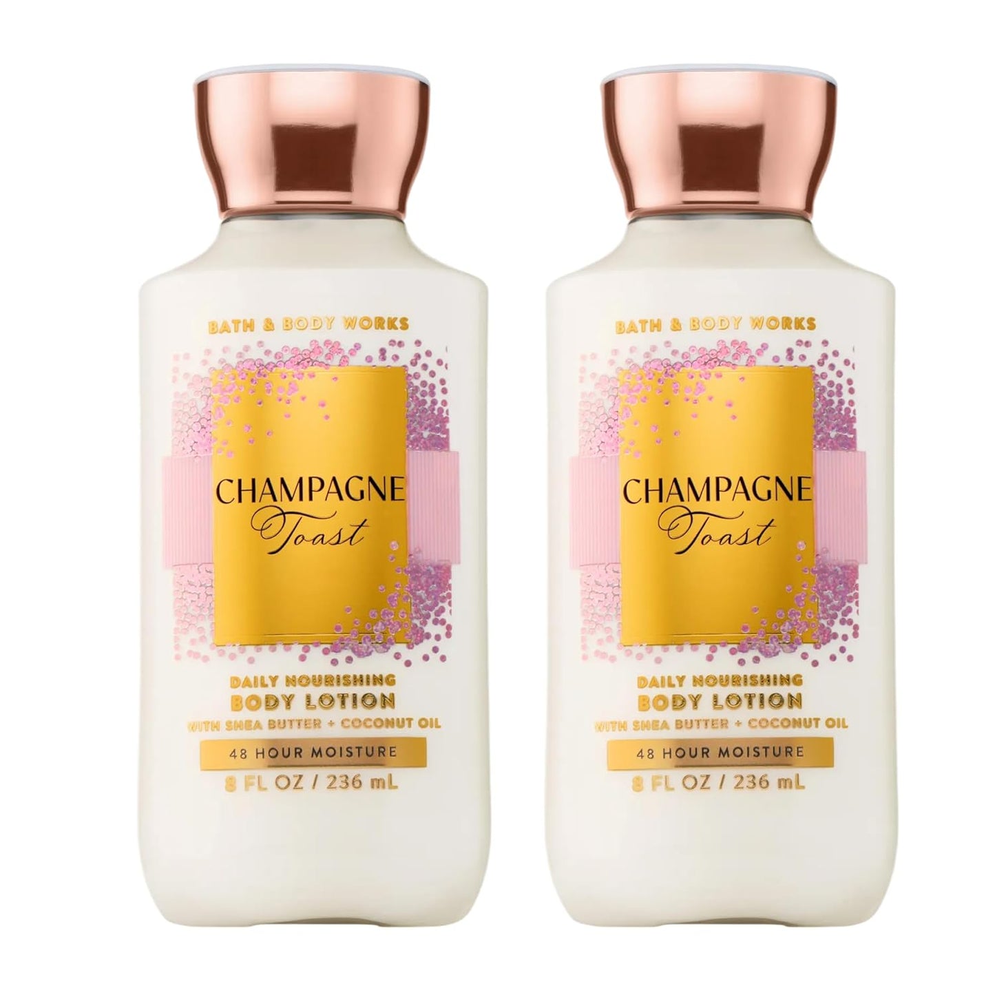 Bath & Body Works Champagne Toast Body Lotion, Lightweight Daily Moisturizer with Shea Butter & Coconut Oil, Bubbly Champagne & Sparkling Berry Scent, 8 fl oz - 2 Pack