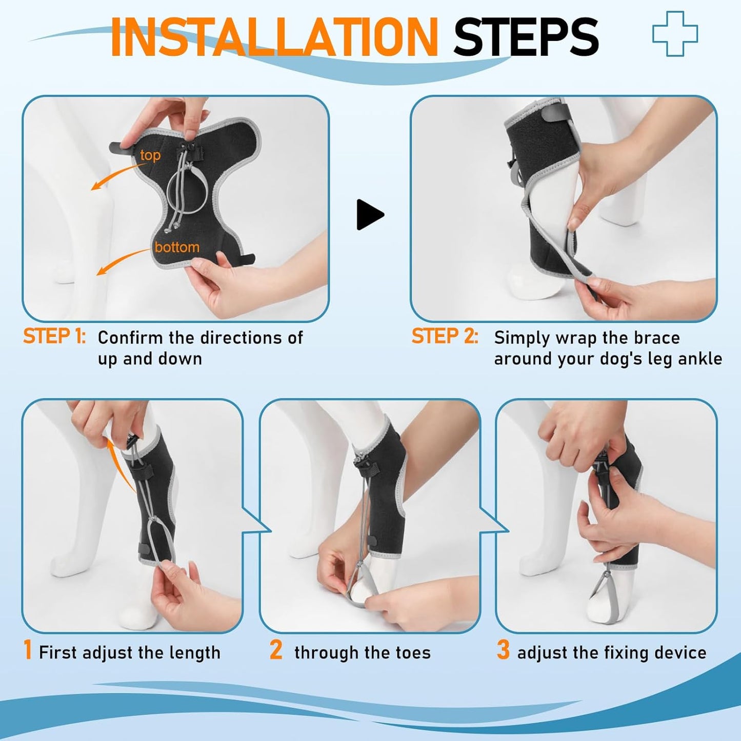 Supet Knuckling Brace for Dogs, Comfortable Foot Splint, Ankle Brace Back Leg for Toe Dragging Cause by Myelopathy, Sciatic Nerve Insufficiency & Herniated Disc (Black, M)
