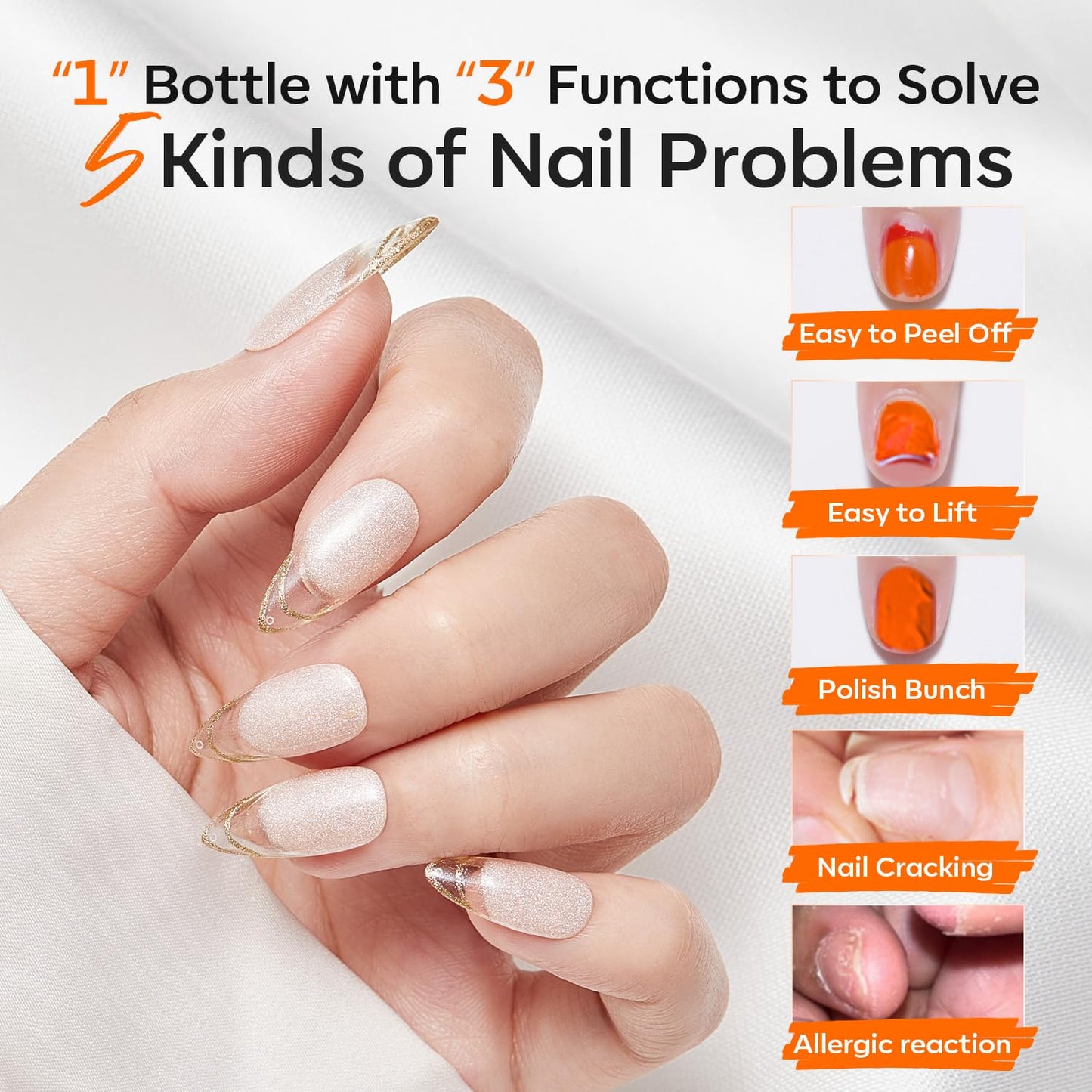 modelones Nail Dehydrator and Primer Base Coat, 3-in-One HEMA-Free Nourishing Prep for Acrylic & Gel Nails, Supports Growth
