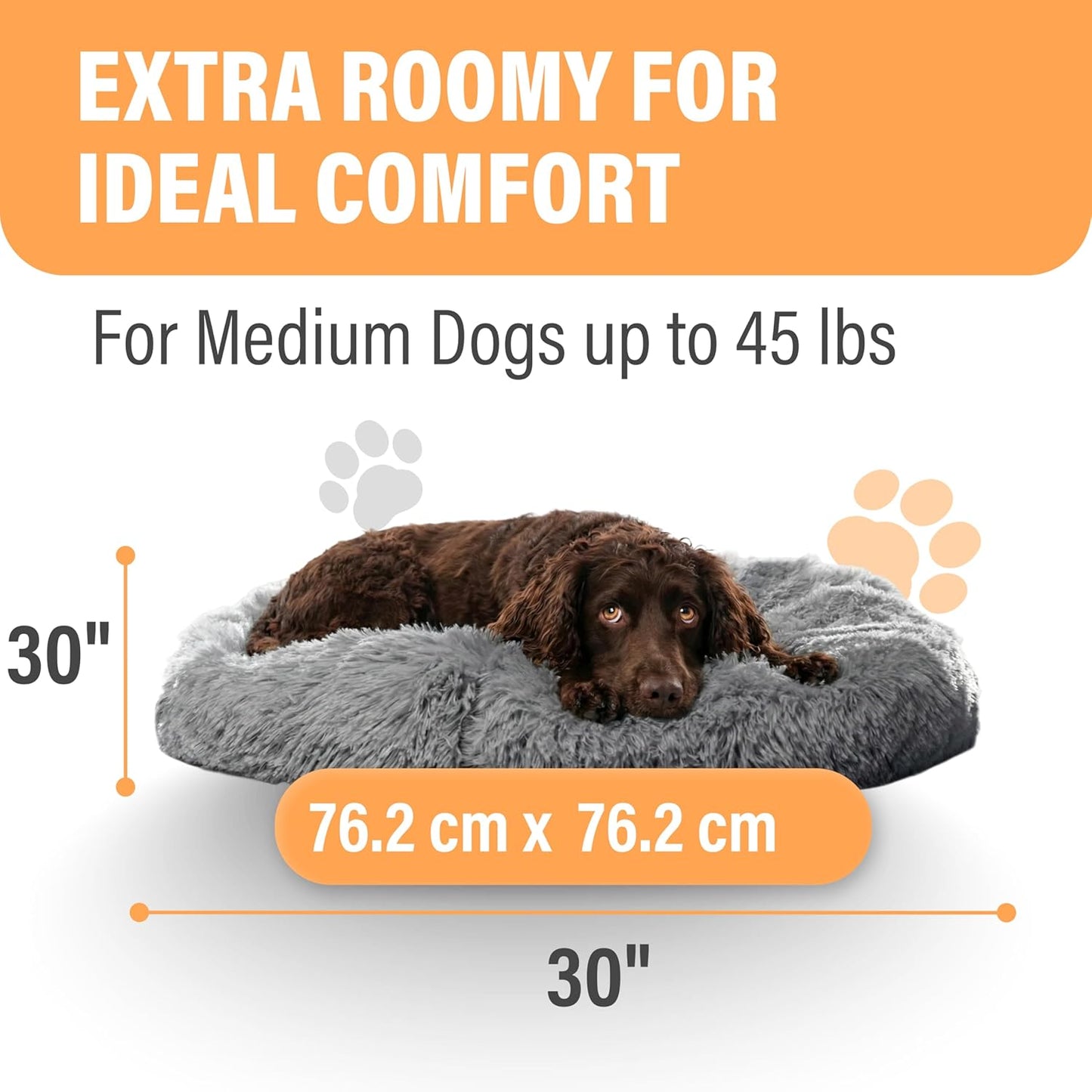 Active Pets Premium Medium Donut Dog Bed, Fits Up to 45 lbs, Removable Cover & Washable Cushion, Plush Long Pile Faux Fur Fabric, Portable Beige Pet Bed Furniture for Puppies Adult Canines & Cats