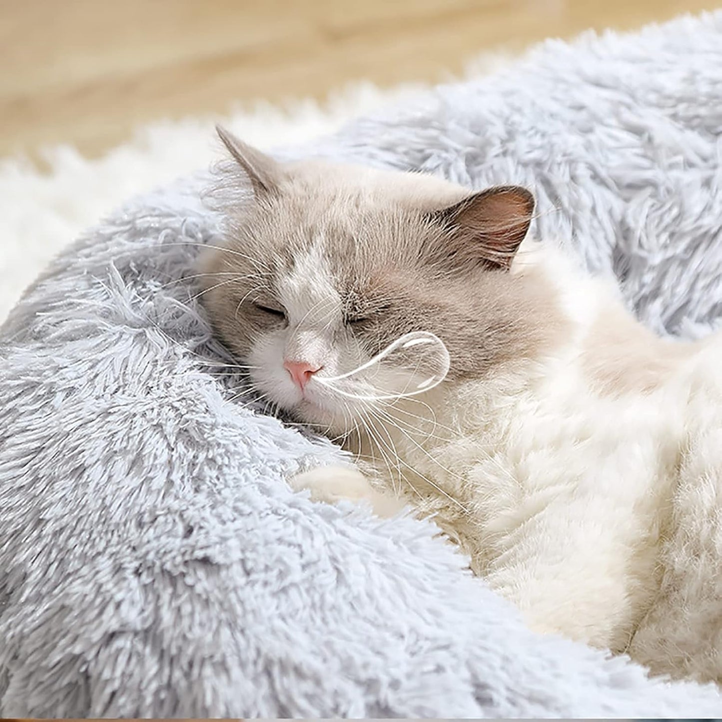 Dog Beds Calming Dog Bed Fluffy Donut Cuddler Cat Bed Round Donut Pet Bed for Cats and Small Dogs Cozy Soft Indoor Cat Pet Cushion Bed,10,S
