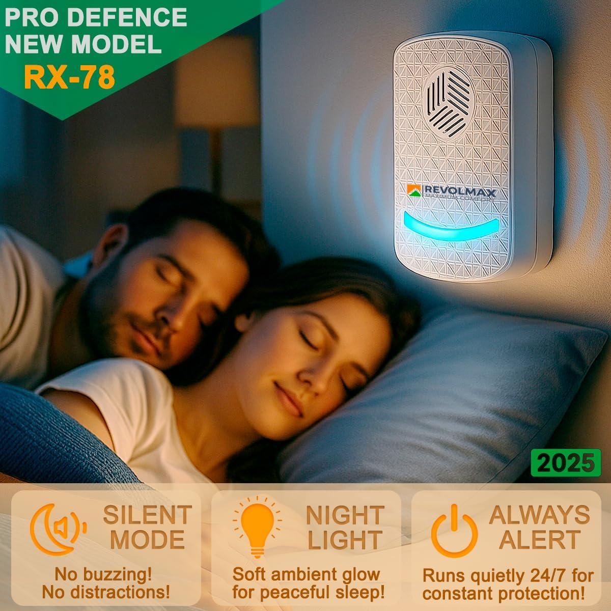 RX-78, Ultrasonic Pest Control Repeller - Electronic & Ultrasound, Indoor Plug-in Repellent - Get rid of - Rodents, Mice, Squirrels, Bats, Insects, Bed Bugs, Ants, Fleas, Spiders, Roaches (2Pack)