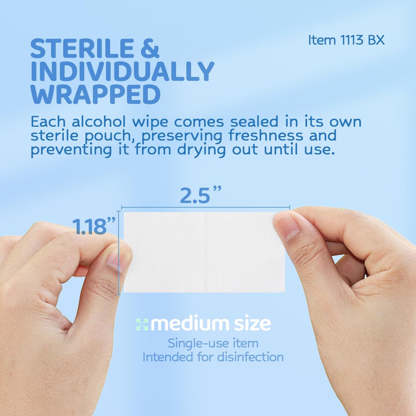 Dynarex DynaSafety Sterile Alcohol Prep Pads - Medium - 70% Isopropyl Alcohol, Individually Wrapped, Soft Cleaning Wipes - 200 per Box