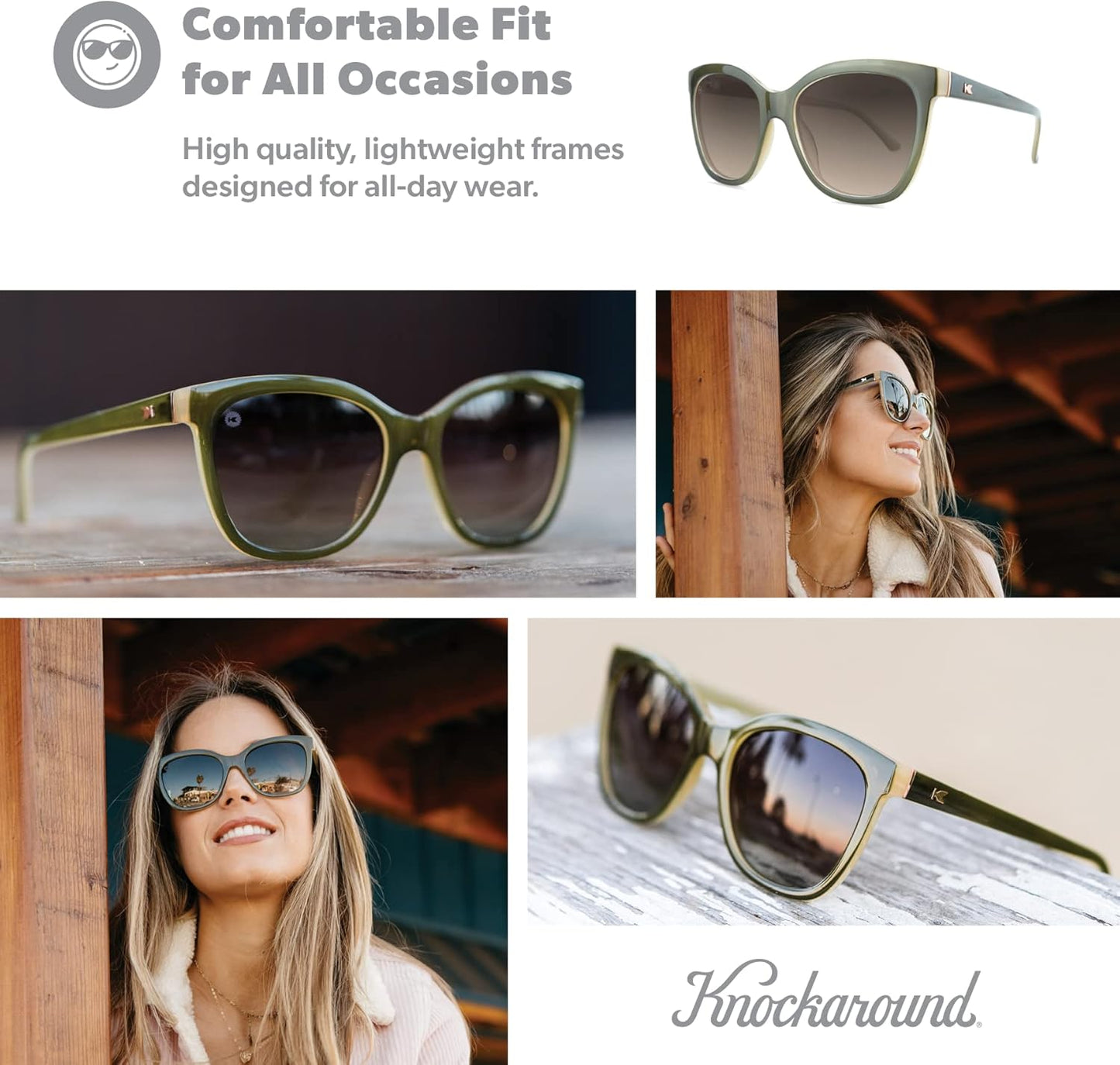 Knockaround Deja Views Polarized Cat Eye Sunglasses for Women & Men - Trendy Sunglasses - UV400 Protection