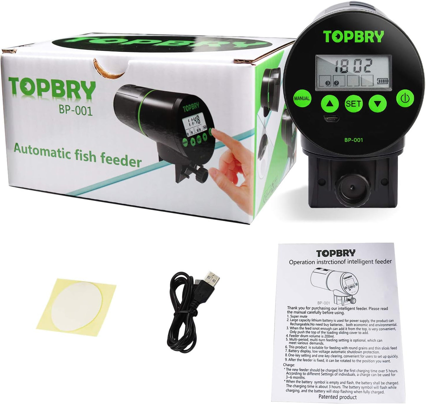 Automatic Fish Feeders - Digital Auto Aquarium Feeder with USB Rechargeable Timer and Fish Food Dispenser