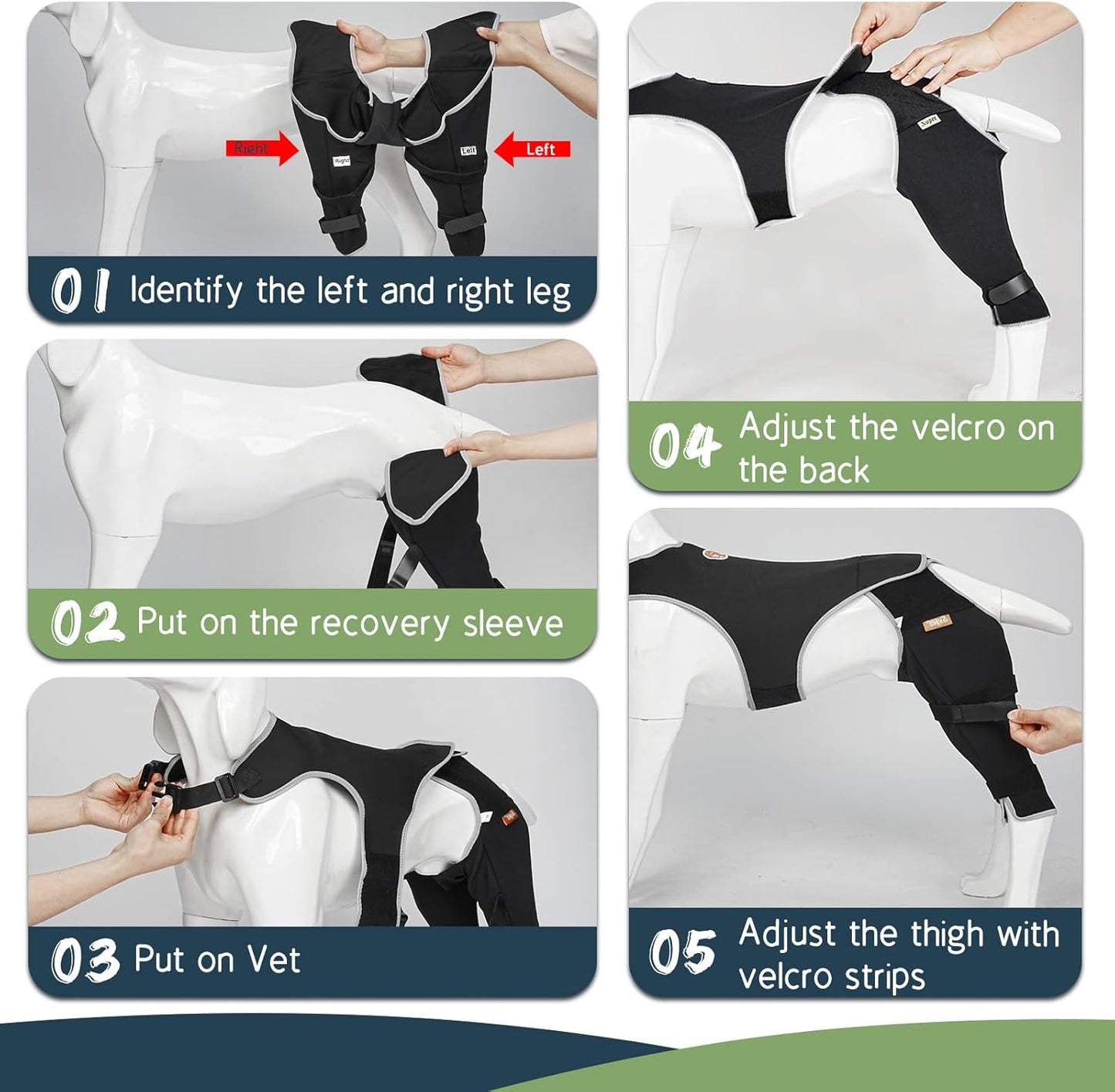 Supet Dog Rear Leg Sleeve to Stop Licking- Anti Licking for TPLO Surgery Wound Protection, Secure Fit Chew Resistant Washable Recovery Sleeve for Dogs, Suitable for Male and Female Pets