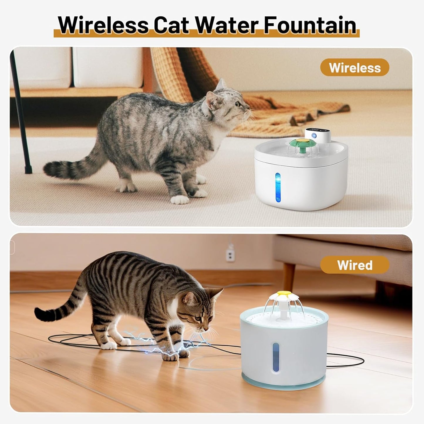 Cat Water Fountain, Cat Fountain,91OZ/2.6L Pet Water Dispenser Rechargeable Drinking Fountains for Cats and Dogs