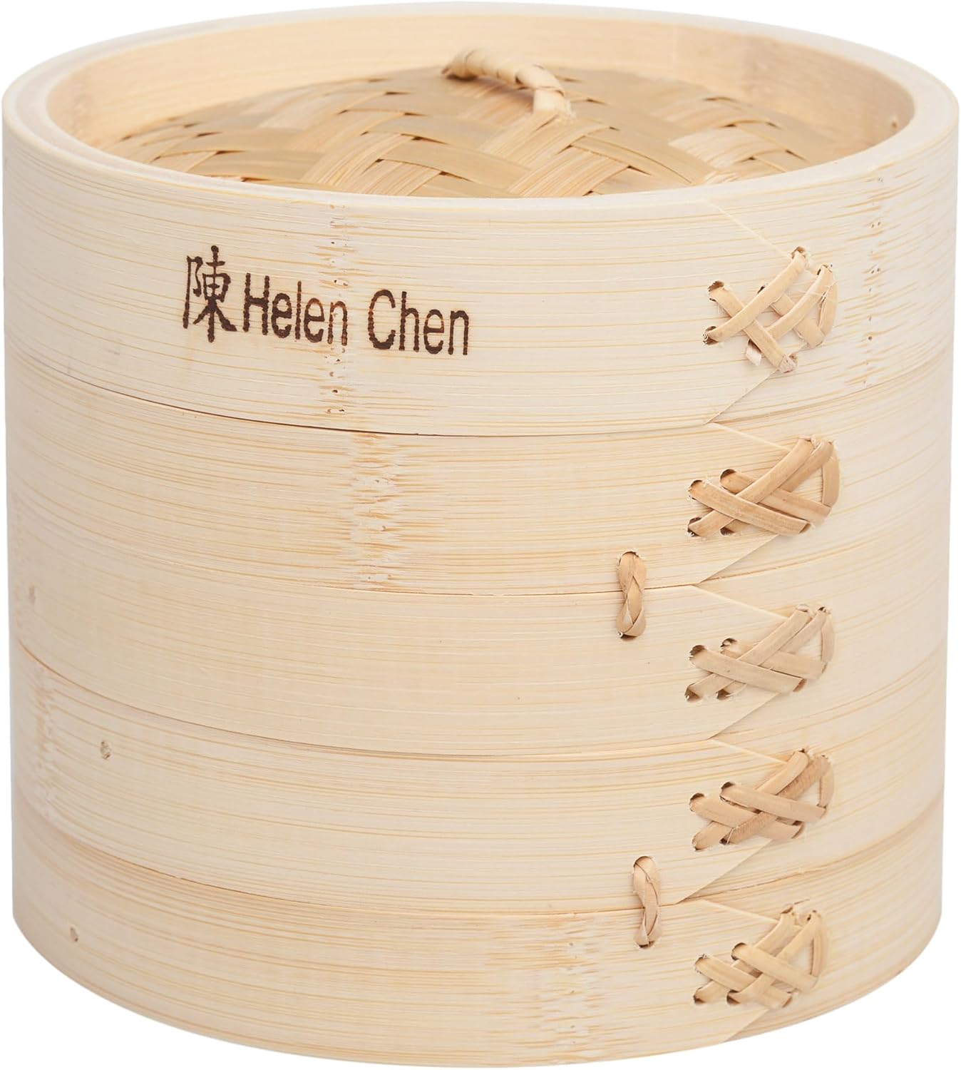 Helen's Asian Kitchen Bamboo Food Steamer With Lid, 6 Inch, 2 Tier Basket For Dumplings, Bao, Vegetables, Fish, And Rice