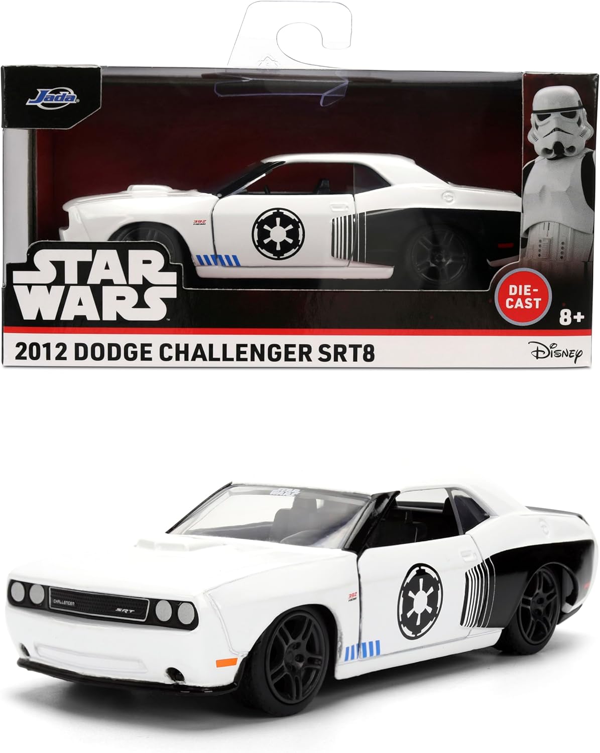 Jada Star Wars Stormtrooper 2014 Dodge Challenger SRT8 Diecast Model – 1:32 Scale Hollywood Rides Toys, Collectible Toy Car for Star Wars Fans