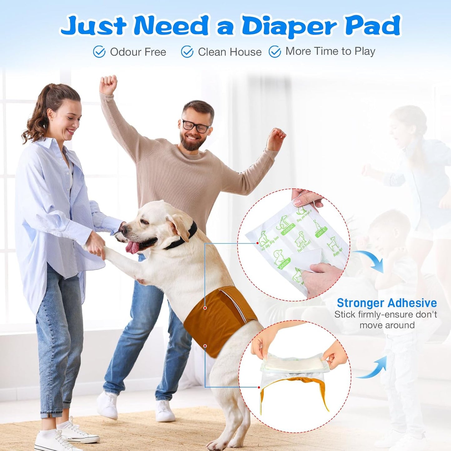 Dog Diaper Liners 100ct Super Absorption Disposable Dog Diaper Booster Pads Leak-Proof for Female and Male Fit Most Reusable Pet Belly Bands, Wraps and Period Diapers(Regular, S-100ct)