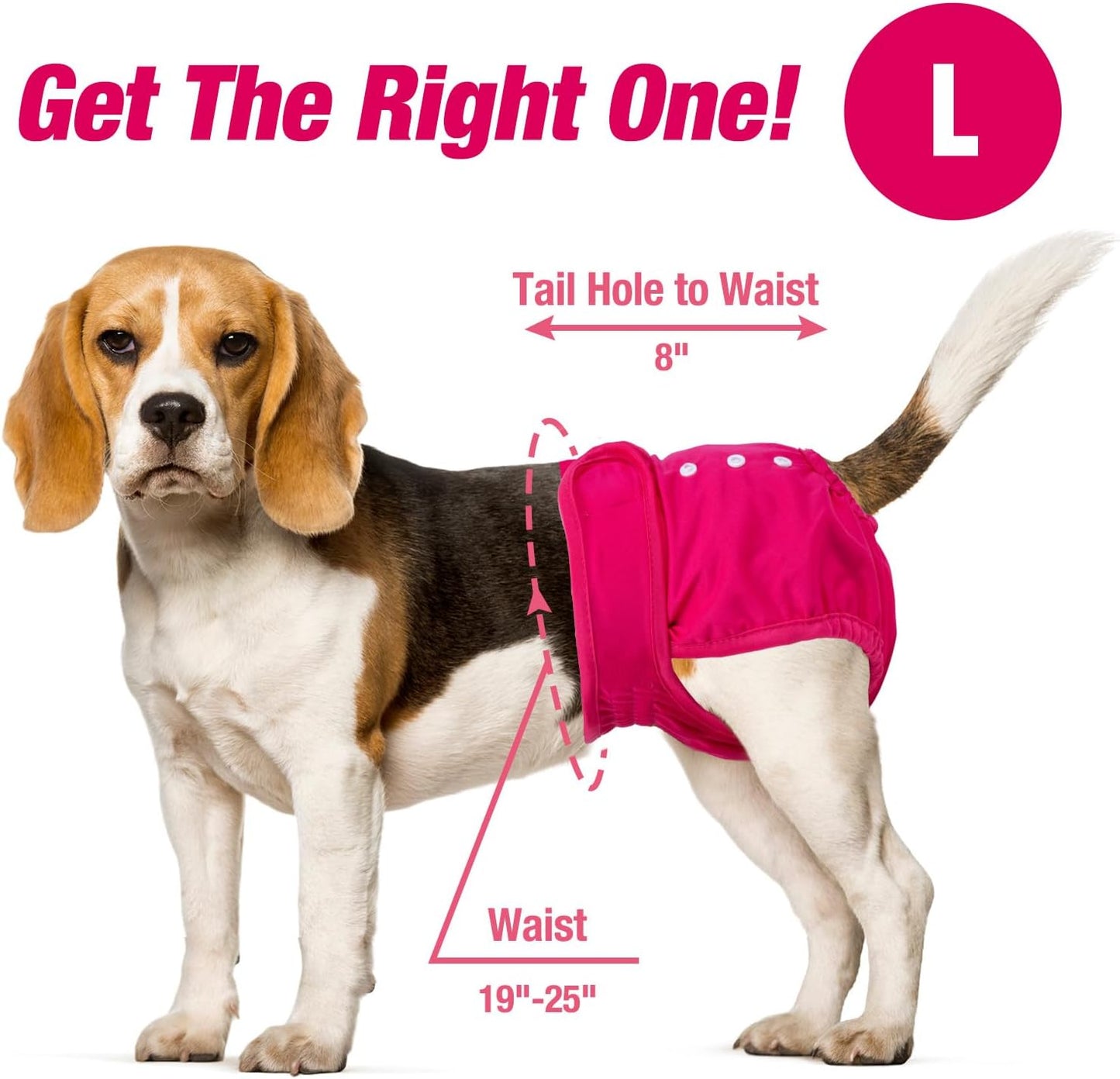 Pet Soft Washable Female Diapers (3 Pack) Female Dog Diapers, Comfort Reusable Doggy Diaper for Girl Dog in Period Heat (Classy, L)