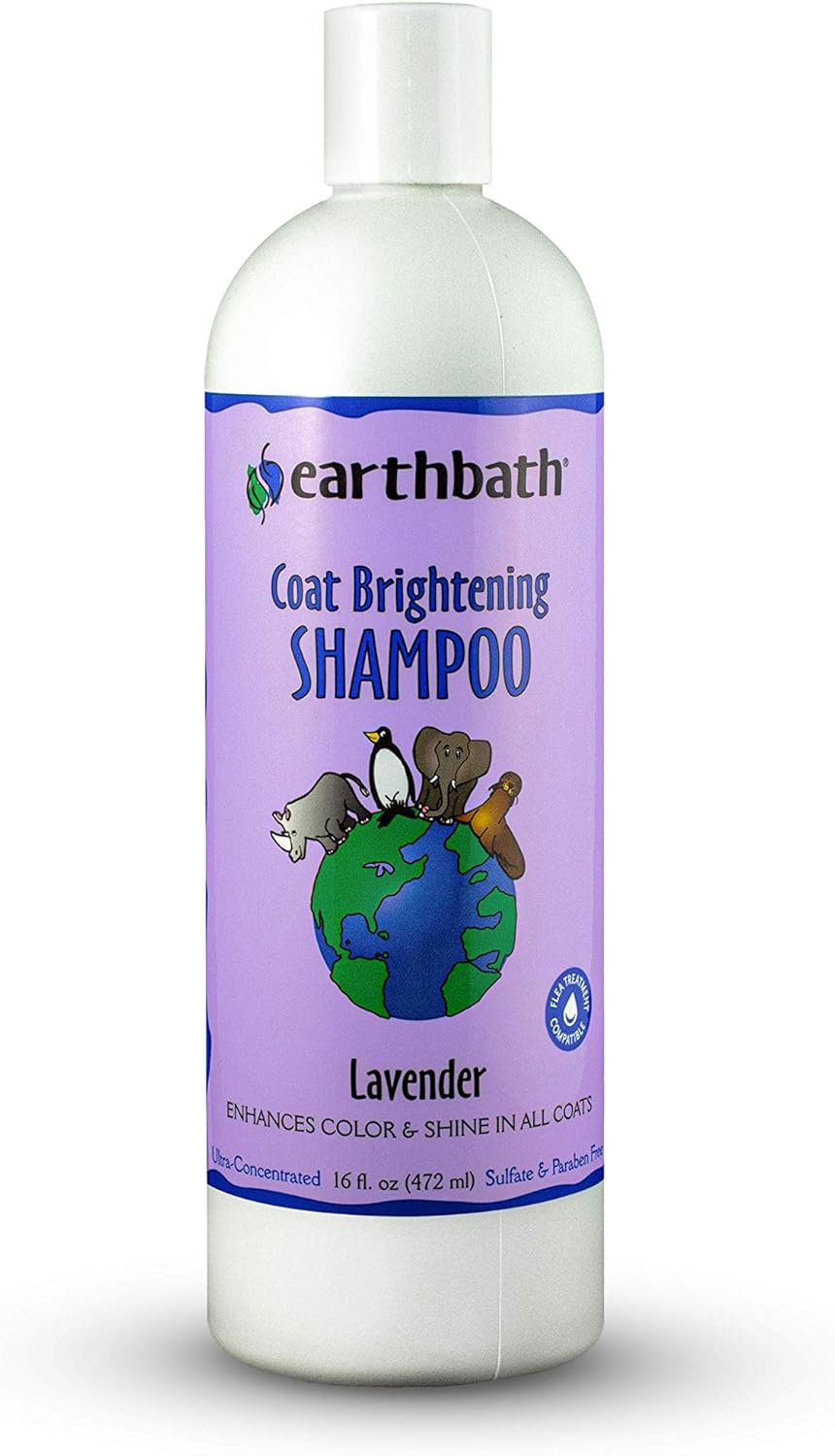 earthbath, Lavender Dog Shampoo - Coat Brightening Shampoo for Dogs, Deodorizing Dog Wash, Made in USA, Shampoo for Smelly Dogs, Cruelty Free Pet Shampoos - 16 Oz (1 Pack)