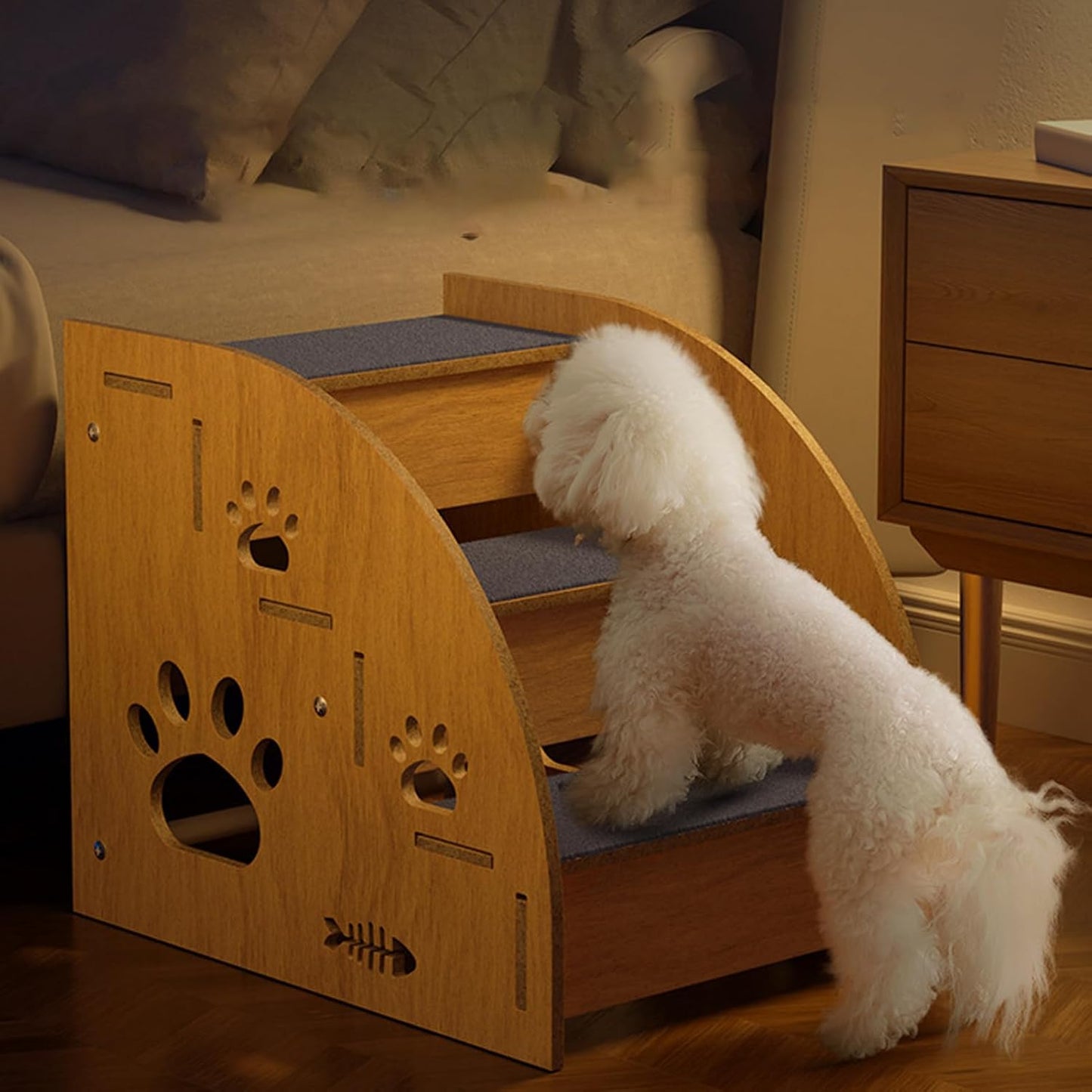 Dog Bed Stairs, Dog Steps Ramp Indoor Pet Stairs, Non-Slip Cat, Pet Steps Wooden, High Bed Climbing, Supplies