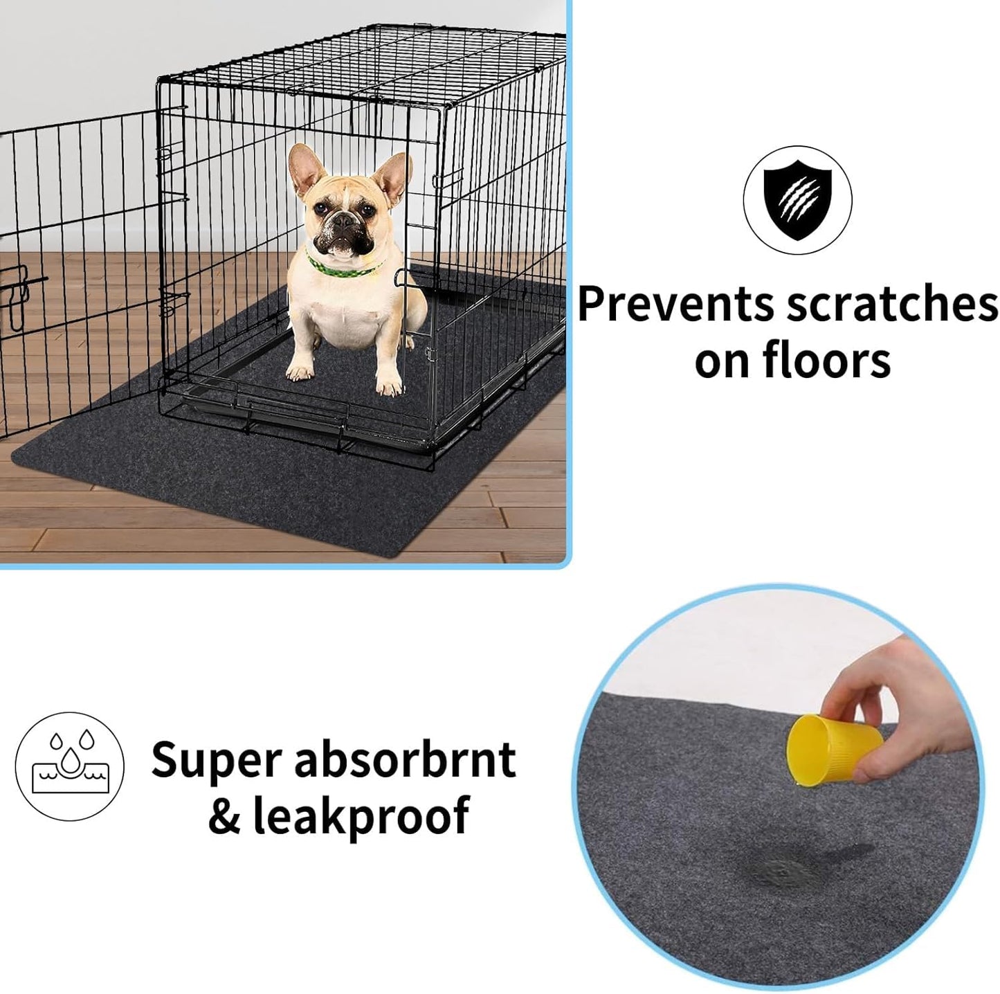 Kennel Pad Dog Crate Mat Liner, Absorbs Urine, Waterproof, Non-Slip, Washable Puppy Pee Pad for Kennel Training - Under Pet Cage to Protect Floors, Thin Cut to Fit Design (48" x 29" - 1 Pack )