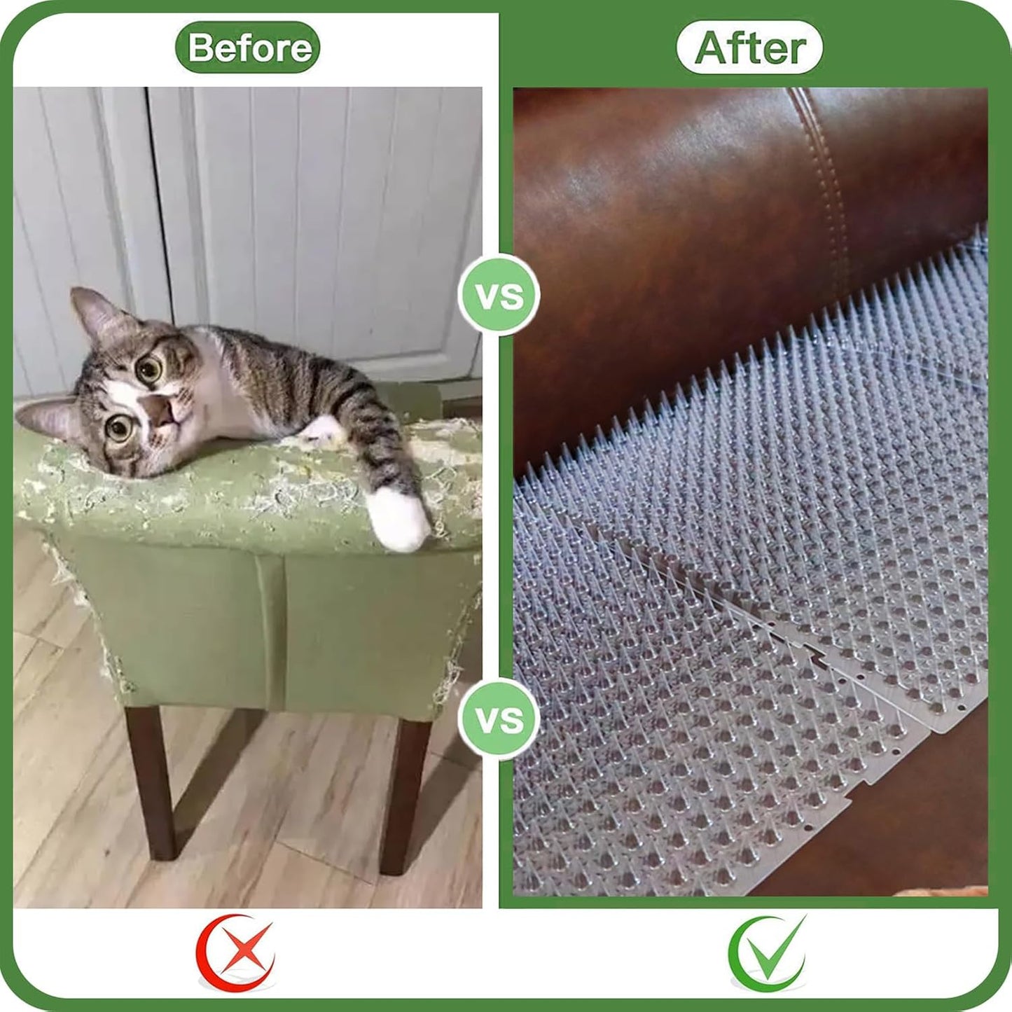8 Pack Scat Mat for Cats - 16 x 13 Inch Cat Spike Mat with 1 Inch Spike, Cat Repellent Indoor & Outdoor Mat to Deter Cats & Other Animals, Humane Deterrent Indoor Fence