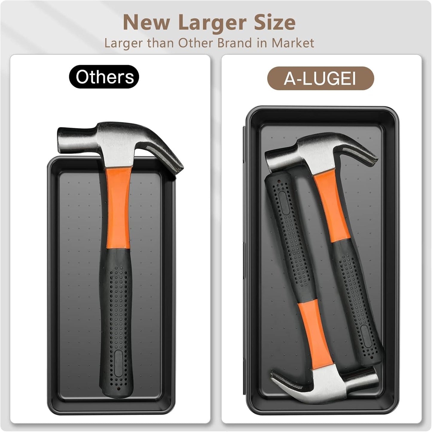 A-LuGei 【𝟰𝟲𝗣𝗖𝗦 & 5 Size】 Tool Box Organizer Tray Divider Set, 【Black】 Bathroom Drawer Organizer Bin, Garage Organization and Storage Toolbox Rolling Tool Chest Cart Cabinet WorkBench Small Part