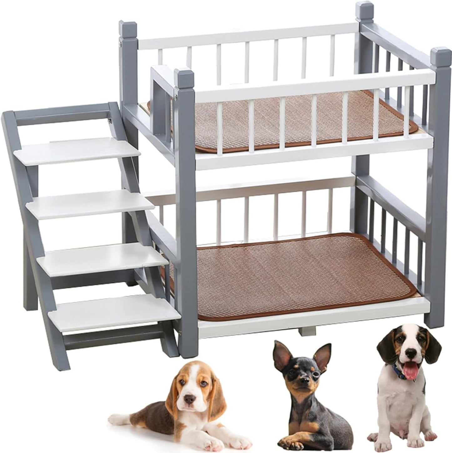 Pet Bed with Stairs for Dogs, Double Layer Design with Memory Foam Cushion and Removable Cover - Small, Medium, Large Dog bunk Bed