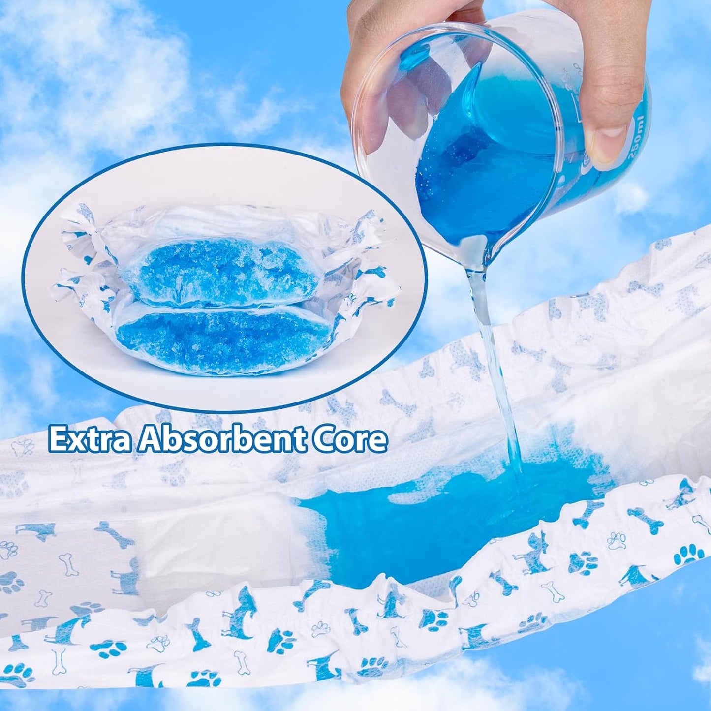 Pet Soft Male Dog Diapers - Disposable Male Dog Wraps Wetness Indicator, Puppy Diapers Male for Excitable Urination or Incontinence, 20pcs XSmall