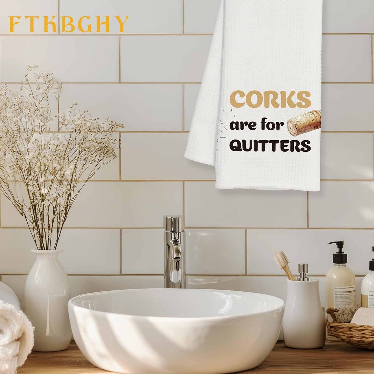 Funny Wine Kitchen Towels, Wine Lovers Gifts, Bartender Gifts Decorative Dish Hand Tea Towels for Kitchen Home Bar Cart, 16x24 Inch