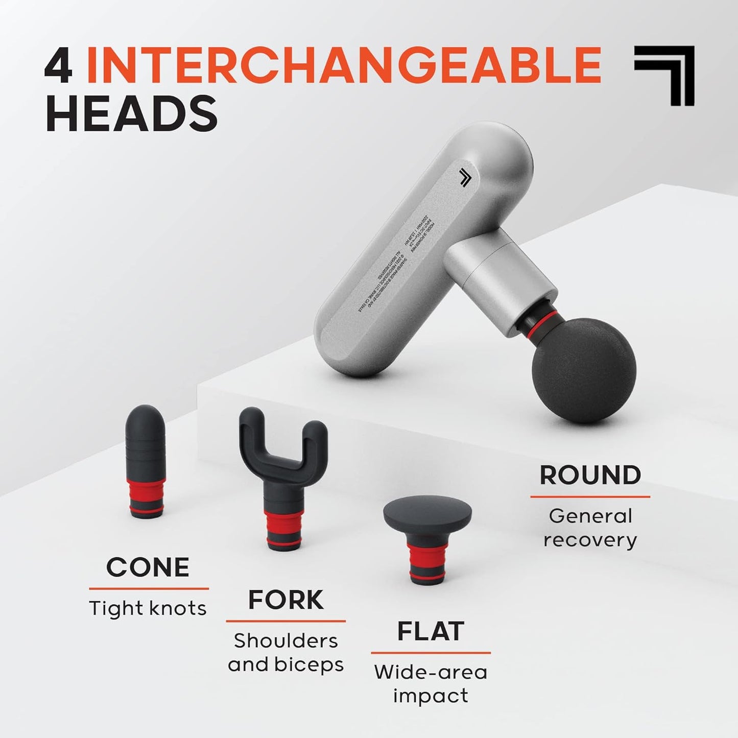 Sharper Image Powerboost Move - Mini Percussion Massage Gun| 4 Attachments, 4 Speeds, FSA Eligible| Full Body Back & Shoulder Massager| Deep Tissue Muscle Recovery| Portable Pain Relief Massage Tool