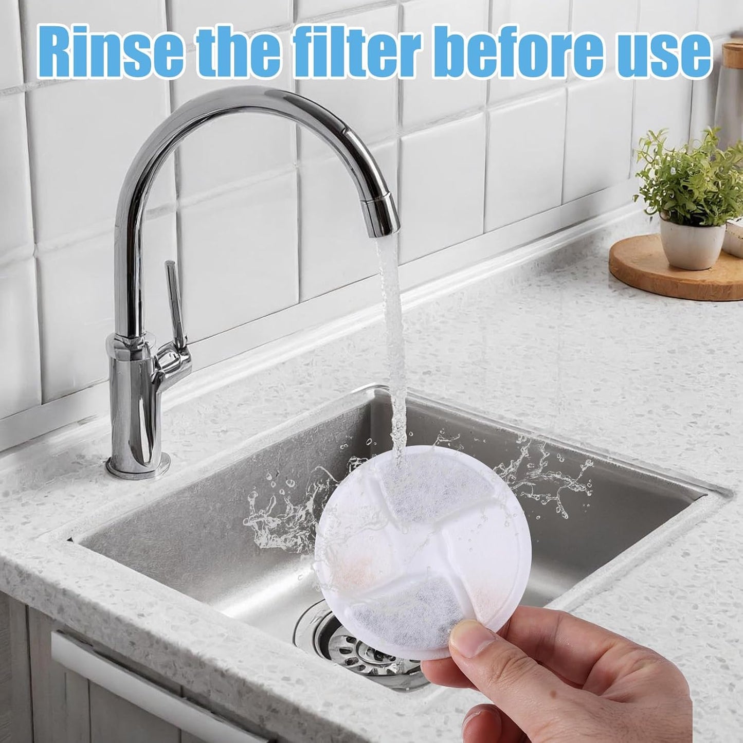 6 Set Cat Water Fountain Filters and Filter Sponges, 3 Triple Filtration System Pet Dog Water Dispenser Filter Replacement Activated Carbon Filters for 67oz/2L Stainless Steel Cat Fountain