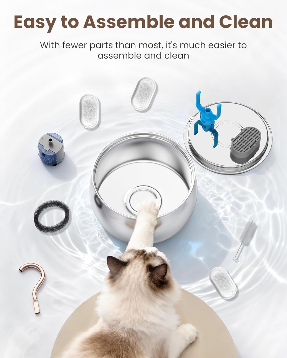 135oz/4.0L Cat Water Fountain with Copper Swan Spout, Ultra Quiet Automatic Pet Drinking Fountain for Cats & Dogs, Includes 3 Replacement Filters