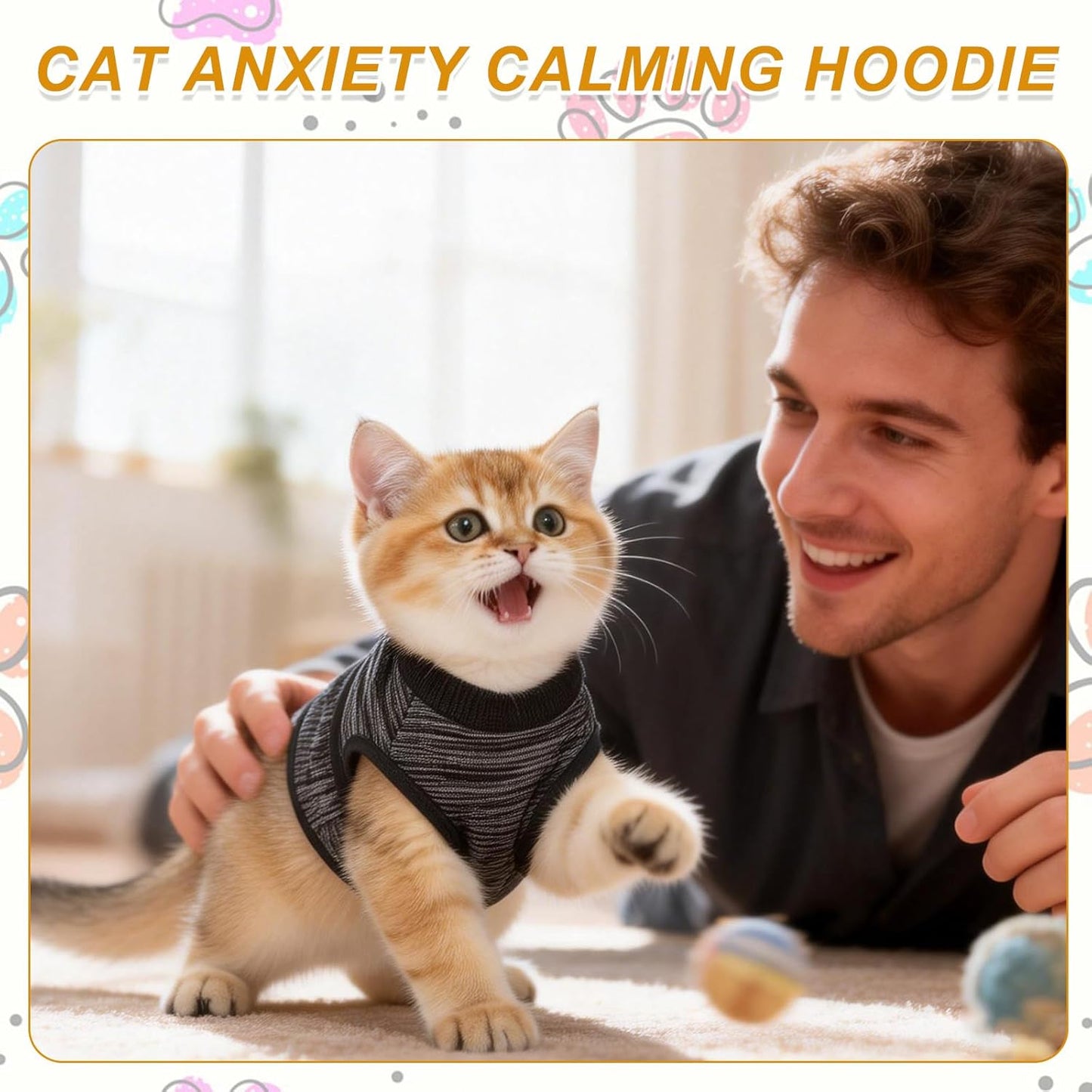 Dog Anxiety Calming Hoodie, Breathable Dog Anxiety Jacket Vest Coat Adjustable Pet Hoodie with Hood, Keep Pet Calm, S, (Dark Gray), Intended for Thunder/Fireworks/Separation