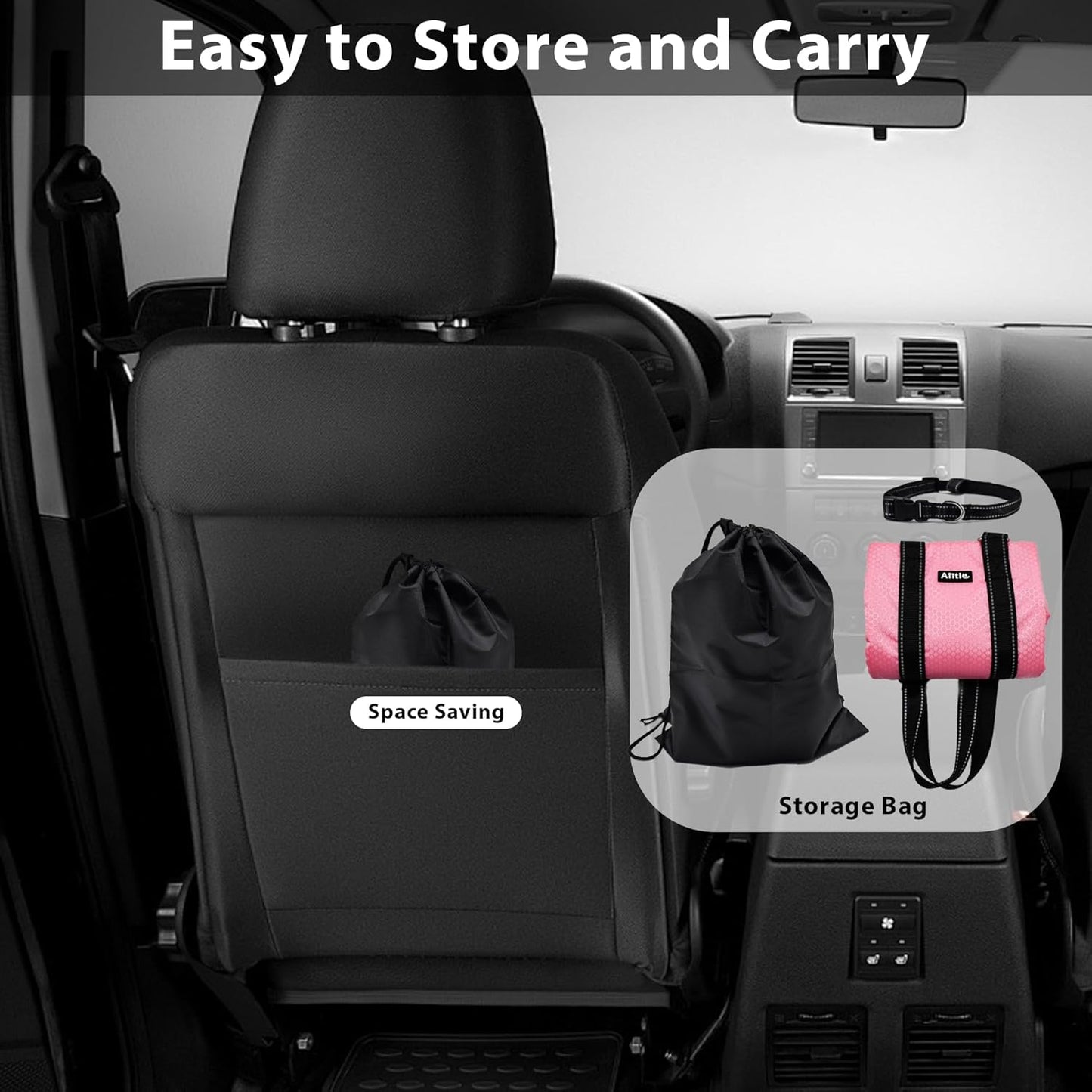 AIITLE Adjustable Anti-Slip Dog Lift Harness with Detachable Collar - Reflective Plush Dog Carrier Sling for Large Dogs, Rear Leg Support for Arthritis, Injury& Elderly Canines (Pink, L)