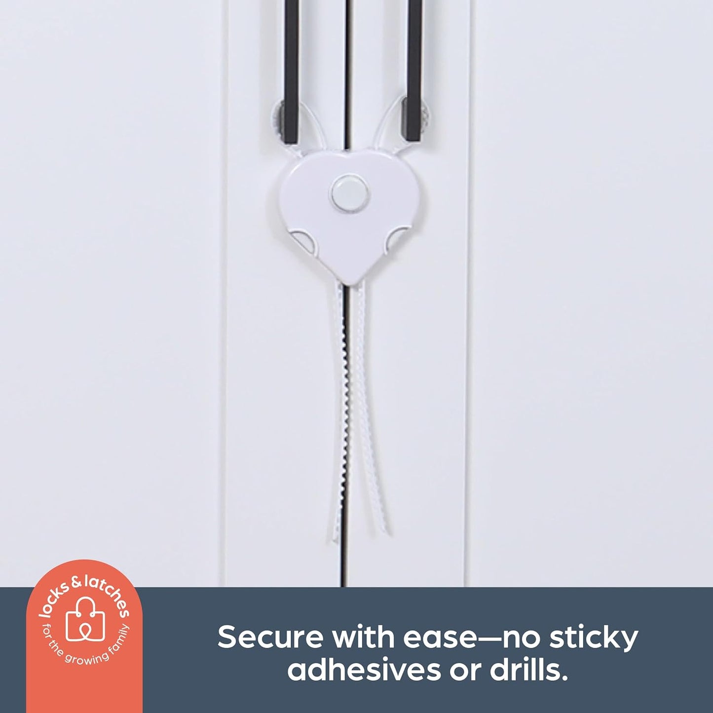 Dreambaby Flexi Lock - Cabinet & Drawer Handle Locks - Cabinet Safety Straps - with Multi-Touch Release System - White - 2 Count (Pack of 1) - Model L185